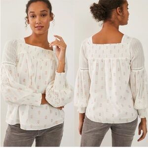Anthropologie White and Pink Blouse boho